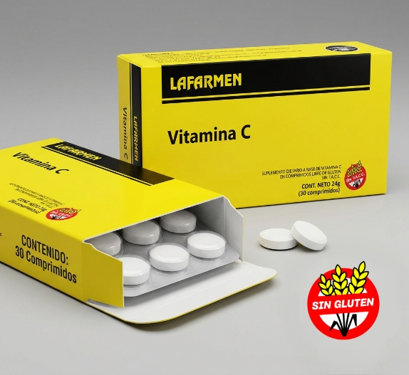 Vitamina C 1g Lafarmen en comprimidos: aporte diario de ácido ascórbico para una rutina sostenida